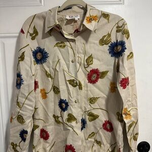 Talbots Linen Floral Blouse